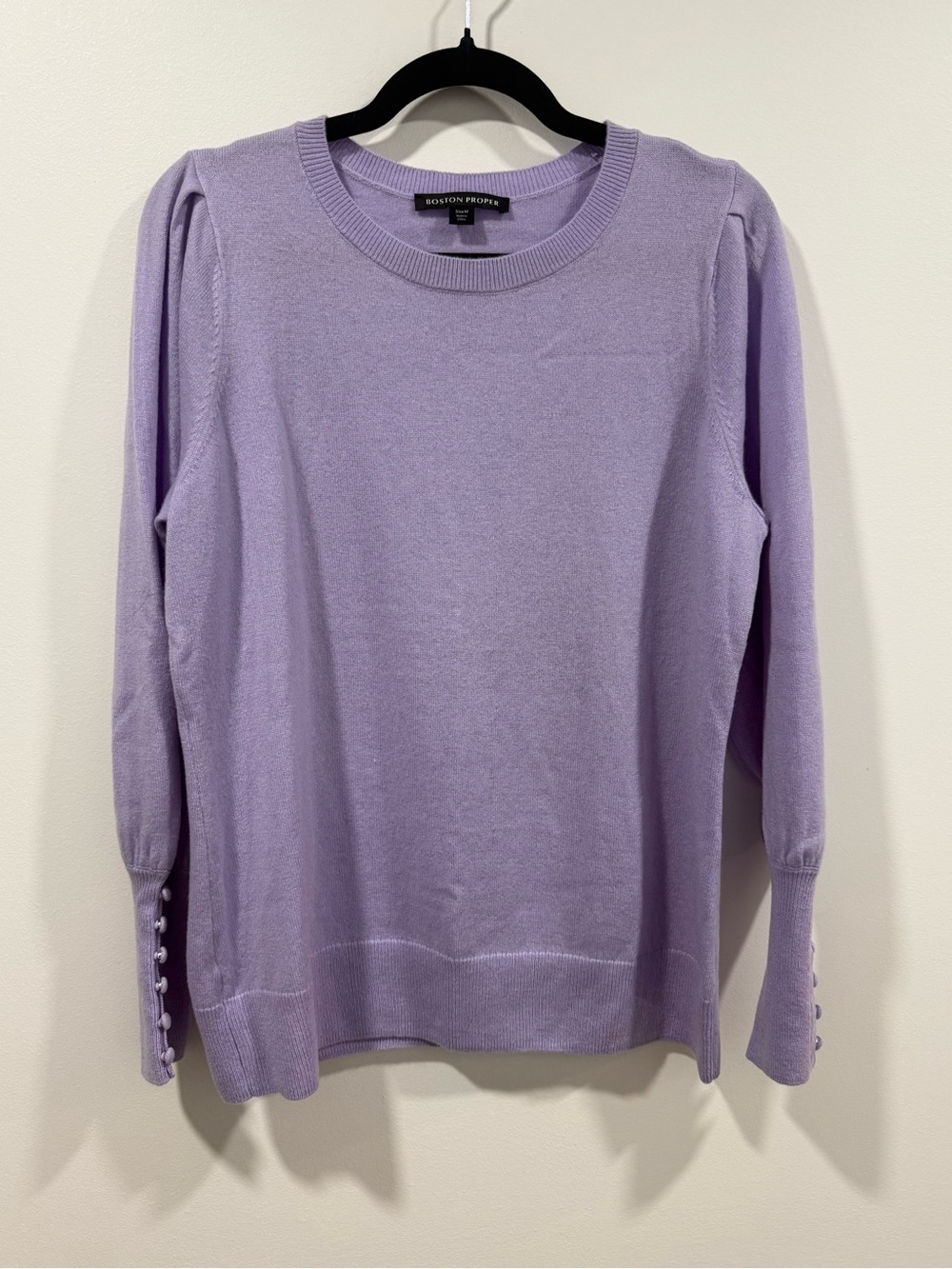 Boston Proper Lilac Button-Cuff Cashmere Sweater size M